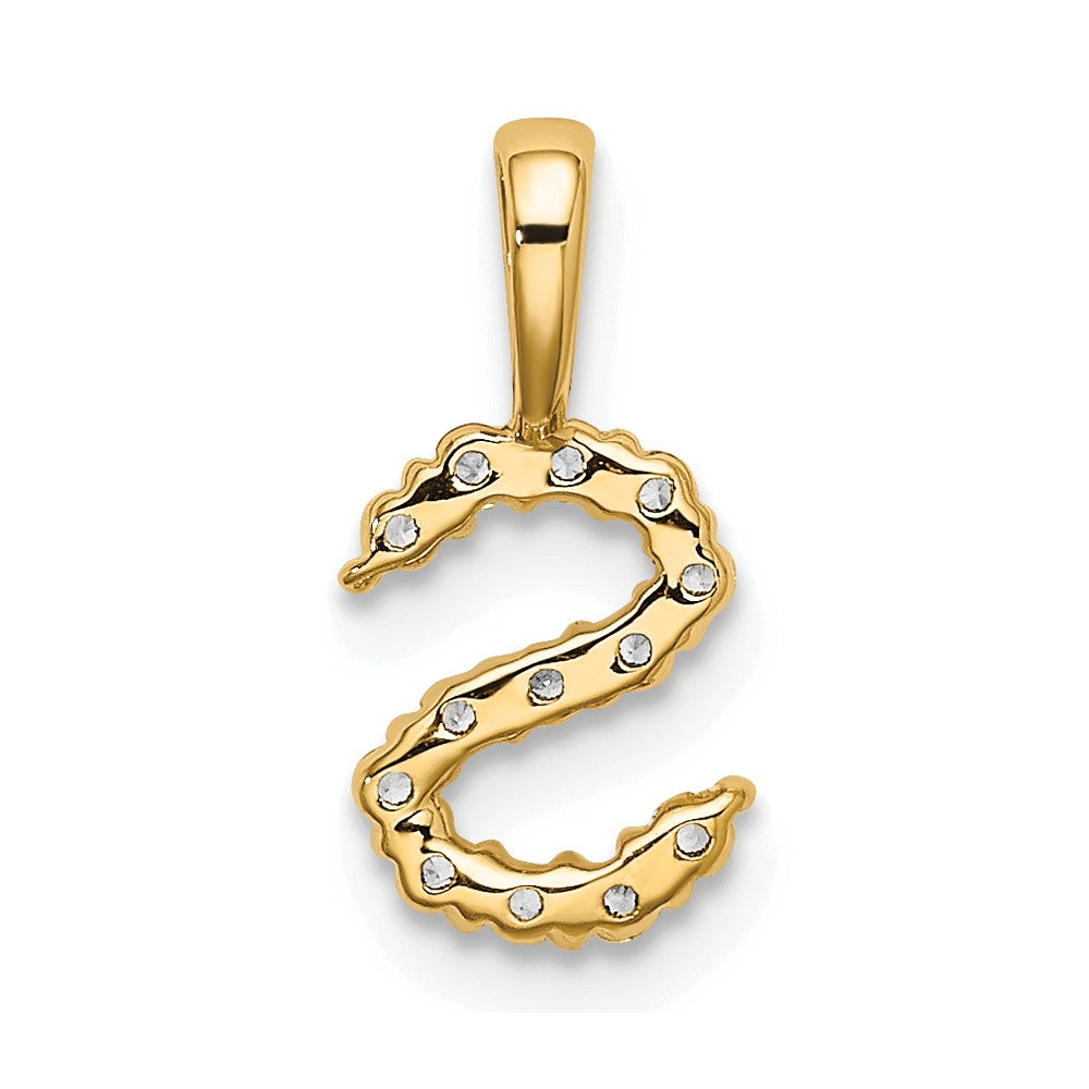 14k 1/8ct Lab Grown Diamond VS/SI+ G+ Complete Letter S Initial Pendant