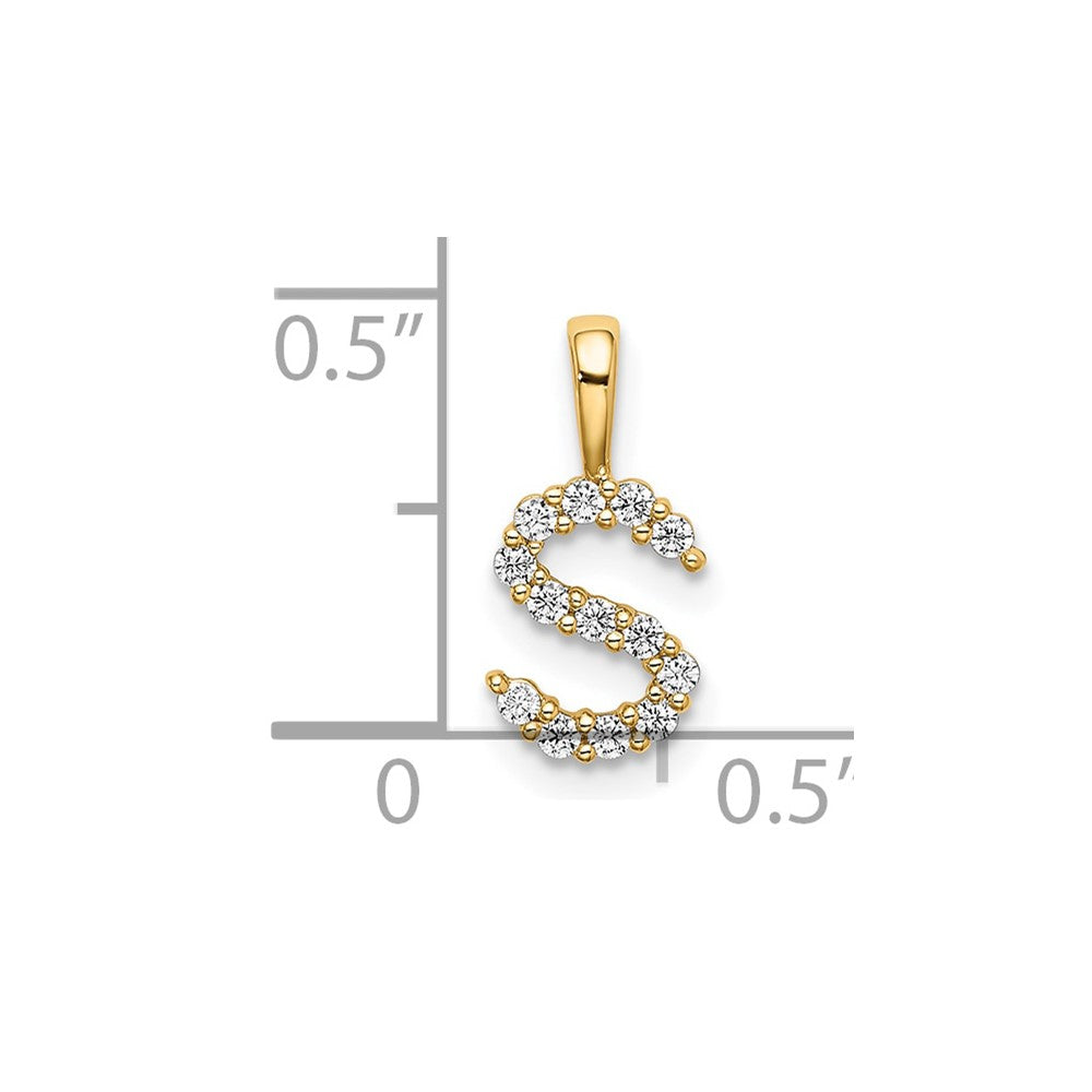 14k 1/8ct Lab Grown Diamond VS/SI+ G+ Complete Letter S Initial Pendant
