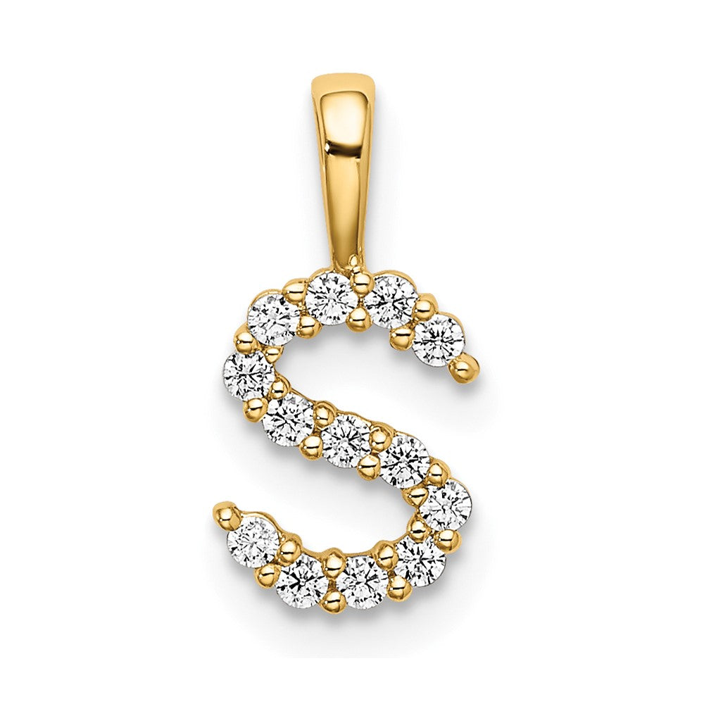 14k 1/8ct Lab Grown Diamond VS/SI+ G+ Complete Letter S Initial Pendant