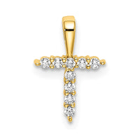 14k 1/10ct Lab Grown Diamond VS/SI+ G+ Complete Letter T Initial Pendant