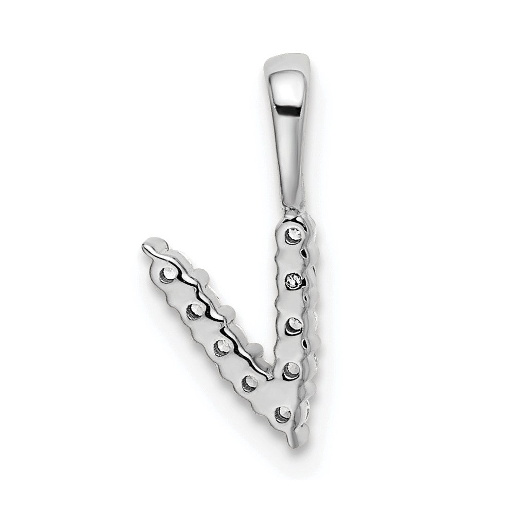 14kw 1/10ct Lab Grown Diamond VS/SI+ G+ Complete Letter V Initial Pendant