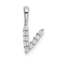 14kw 1/10ct Lab Grown Dia VS/SI+ G+ Comp 18in Letter V Initial Necklace