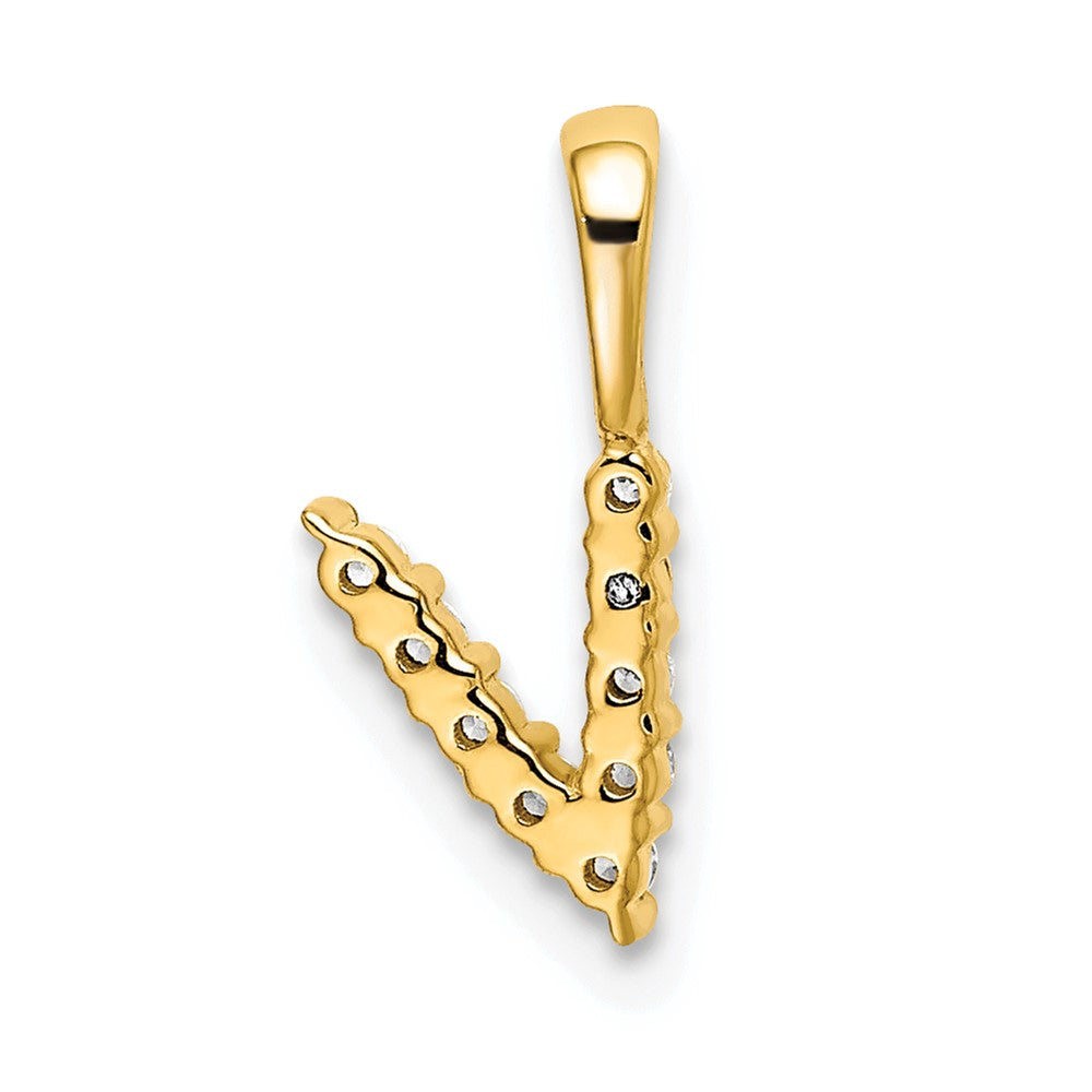 14k 1/10ct Lab Grown Diamond VS/SI+ G+ Complete Letter V Initial Pendant