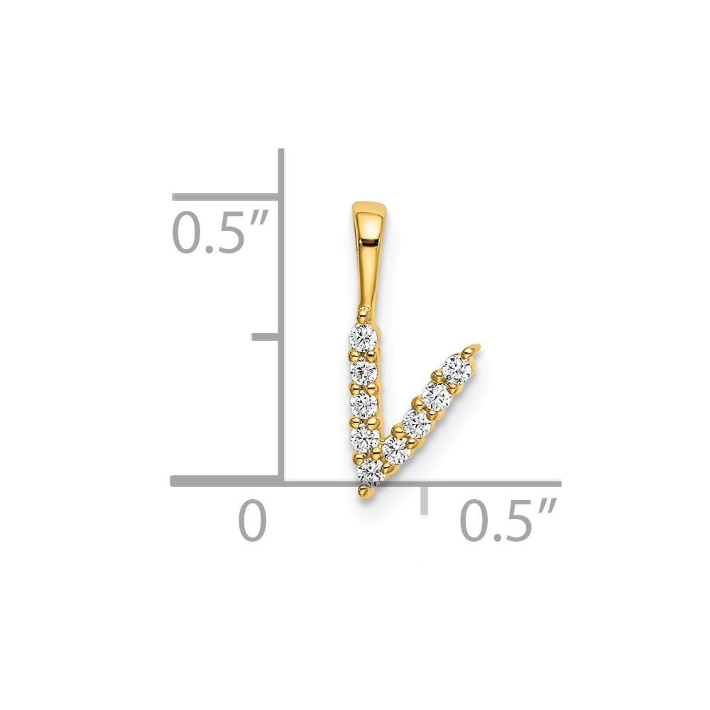 14k 1/10ct Lab Grown Diamond VS/SI+ G+ Complete Letter V Initial Pendant