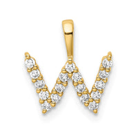 14k 1/6ct Lab Grown Diamond VS/SI+ G+ Complete Letter W Initial Pendant
