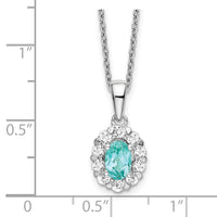 14kw 5/8 ct Lab Grown Dia VS/SI+ G+ & Cr Paraiba 18in Pendant Necklace