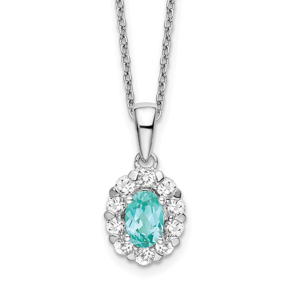14kw 5/8 ct Lab Grown Dia VS/SI+ G+ & Cr Paraiba 18in Pendant Necklace