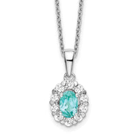 14kw 5/8 ct Lab Grown Dia VS/SI+ G+ & Cr Paraiba 18in Pendant Necklace