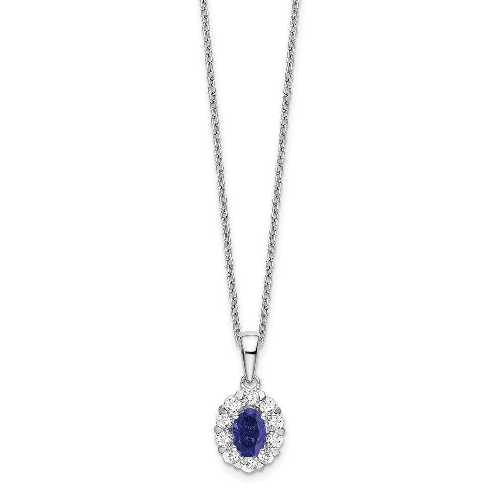 14kw 1/2ct Lab Grown Dia VS/SI+ G+ & Cr Sapphire Comp 18in Halo Necklace