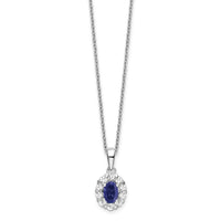 14kw 1/2ct Lab Grown Dia VS/SI+ G+ & Cr Sapphire Comp 18in Halo Necklace