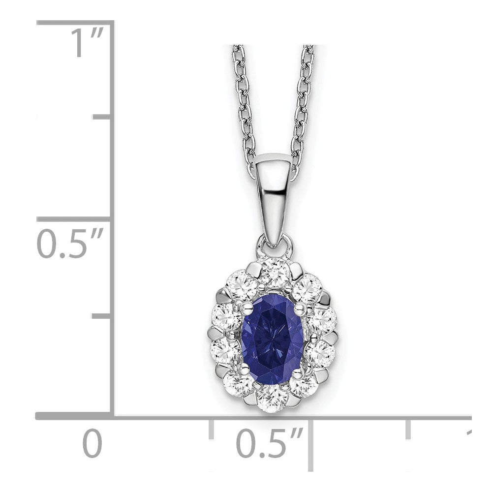 14kw 1/2ct Lab Grown Dia VS/SI+ G+ & Cr Sapphire Comp 18in Halo Necklace