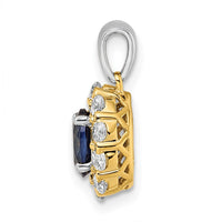 14k Two-Tone 1/2ct Lab Grown Dia VS/SI+ G+ & Cr Sapphire Halo Pendant