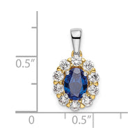 14k Two-Tone 1/2ct Lab Grown Dia VS/SI+ G+ & Cr Sapphire Halo Pendant