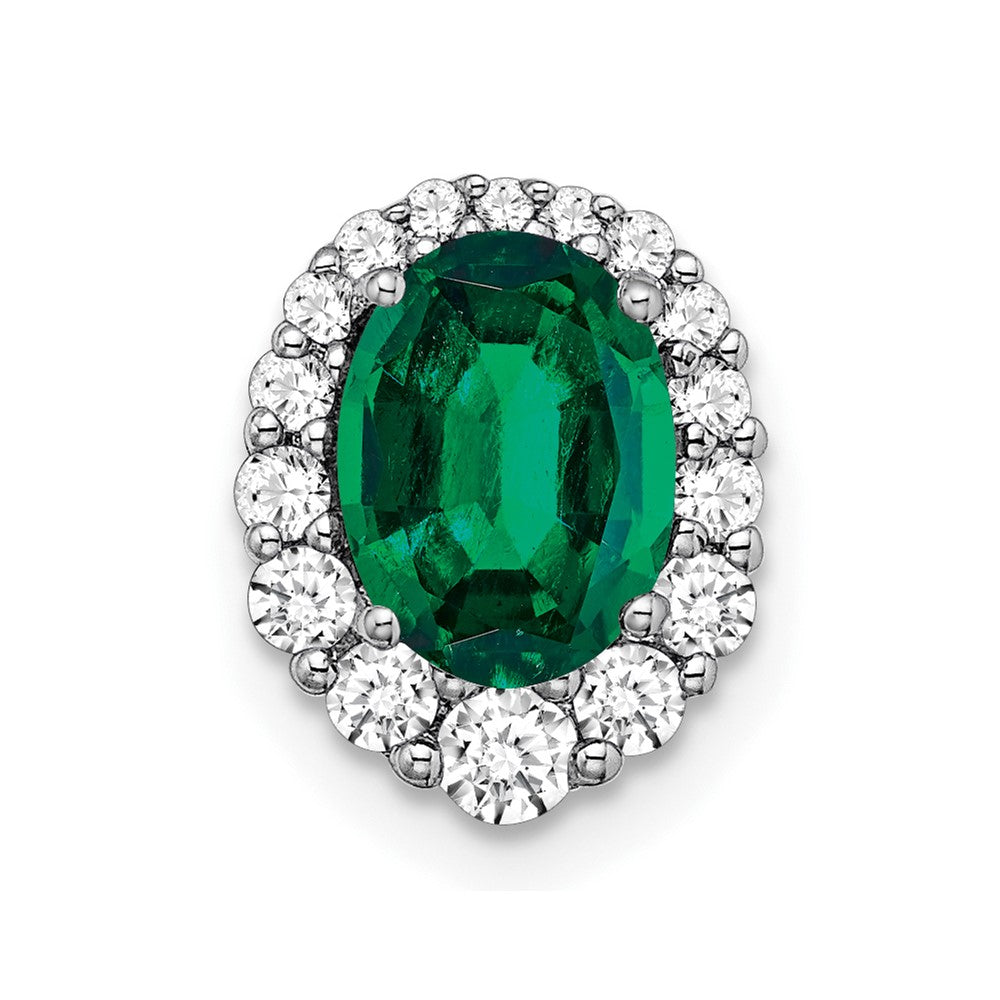 14k White Gold 1/3 ct Lab Grown Diamond VS/SI+ G+ & Cr Emerald Chain Slide