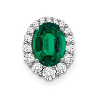 14k White Gold 1/3 ct Lab Grown Diamond VS/SI+ G+ & Cr Emerald Chain Slide