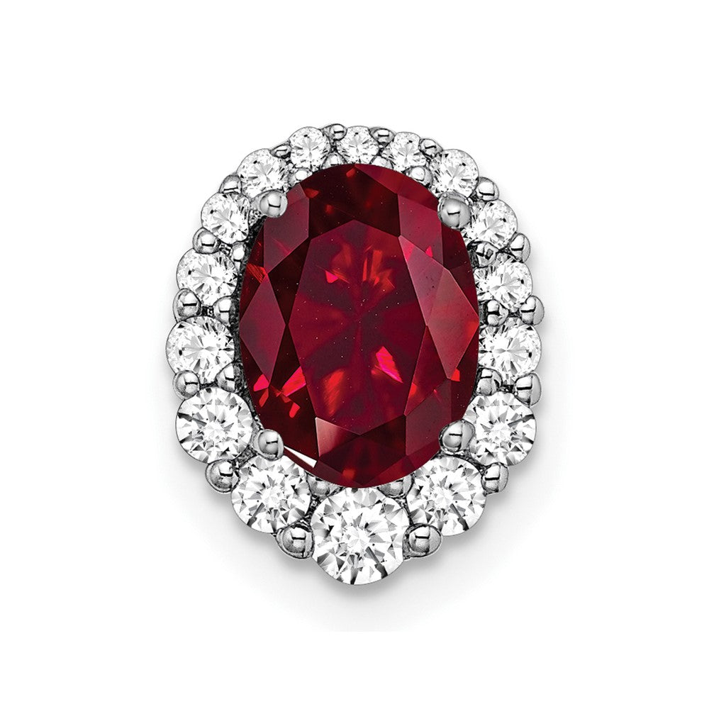 14k White Gold 1/3 ct Lab Grown Diamond VS/SI+ G+ & Cr Ruby Chain Slide