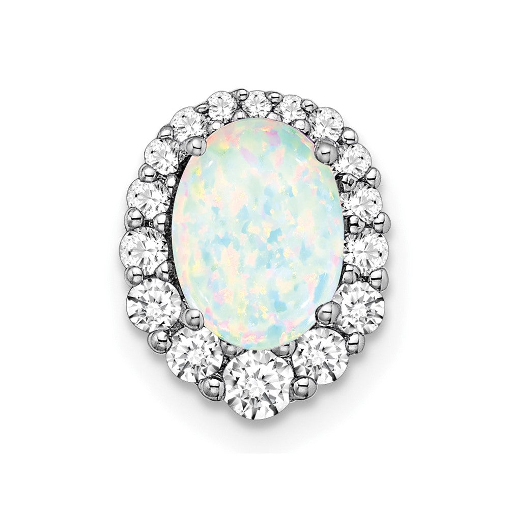 14kw 1/3 ct Lab Grown Diamond VS/SI+ G+ & Created Opal Chain Slide