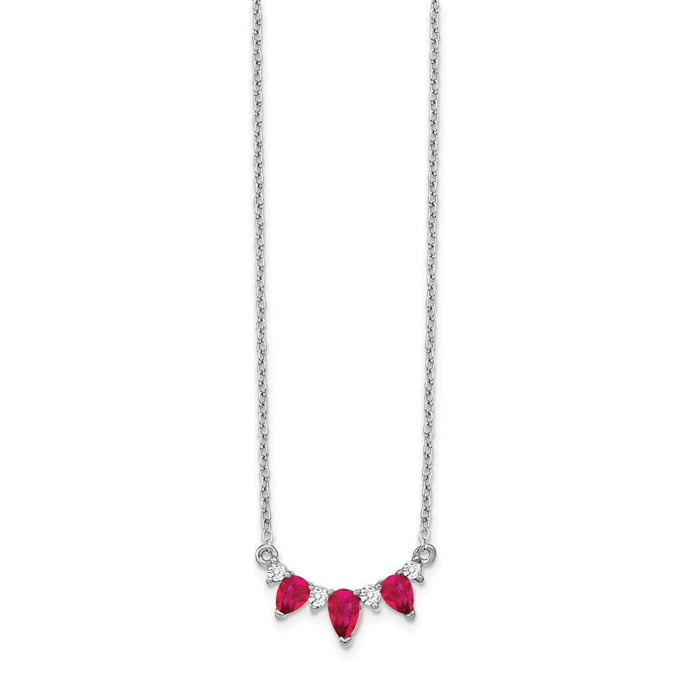 14kw 1/8ct Lab Grown Diamond VS/SI+ G+ & Cr Ruby Comp 18in Necklace