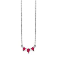 14kw 1/8ct Lab Grown Diamond VS/SI+ G+ & Cr Ruby Comp 18in Necklace
