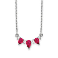 14kw 1/8ct Lab Grown Diamond VS/SI+ G+ & Cr Ruby Comp 18in Necklace