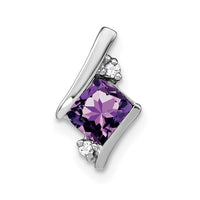 Sterling Silver Antique Cushion Amethyst and Diamond Pendant