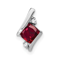 Sterling Silver Antique Cushion Cr. Ruby and Diamond Pendant
