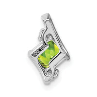 Sterling Silver Antique Cushion Peridot and Diamond Pendant