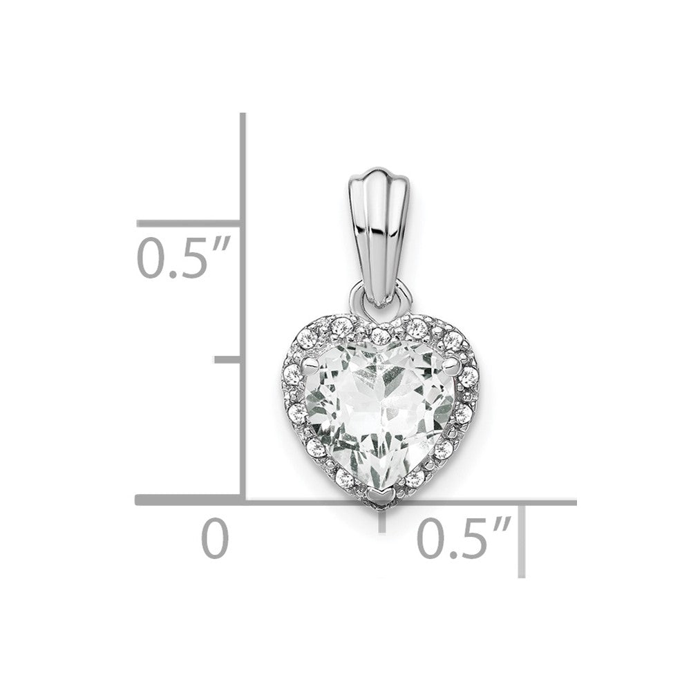 Sterling Silver Rhodium-plated White Topaz and Diamond Pendant