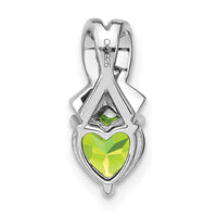 Sterling Silver Rhodium-plated Peridot and Diamond Pendant
