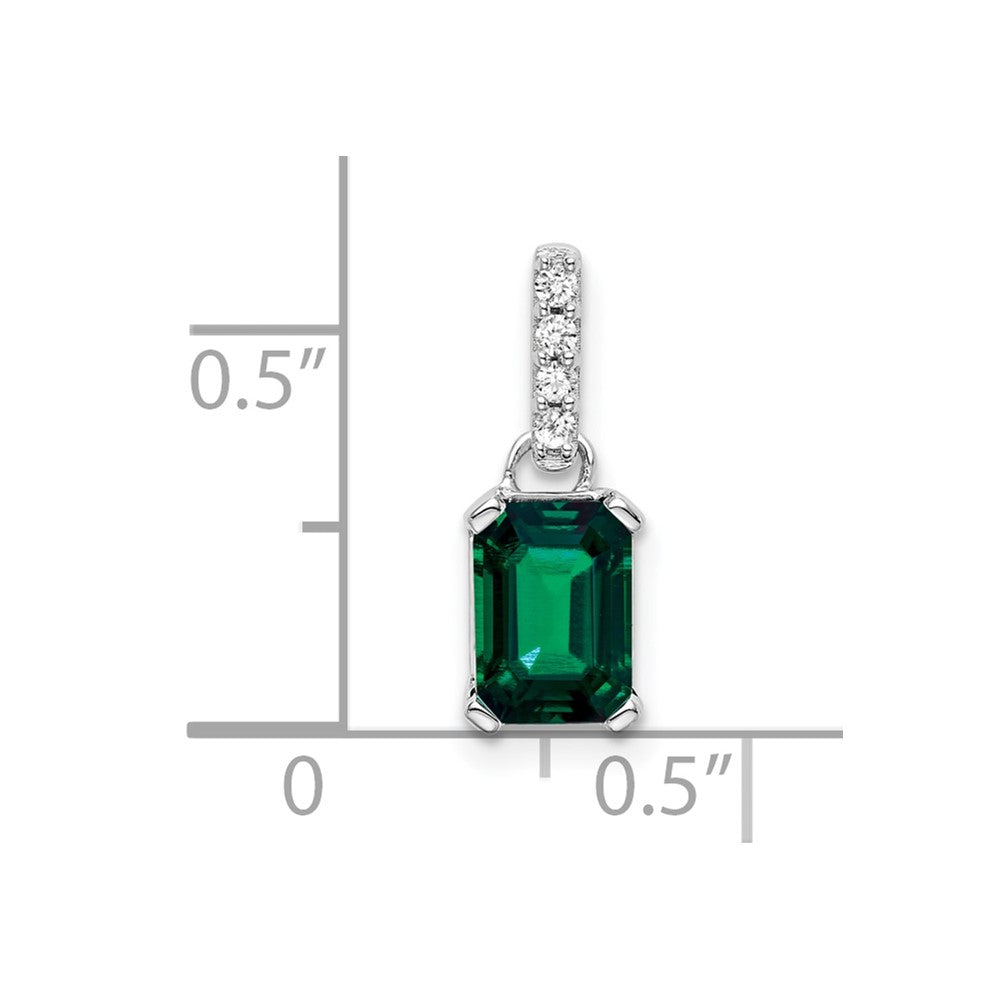 14k White Gold 1/20 ct Lab Grown Diamond VS/SI+ G+ & Cr Emerald Pendant