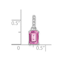 14k White Gold 1/20 ct Lab Grown Dia VS/SI+ G+ & Cr Pink Sapphire Pendant