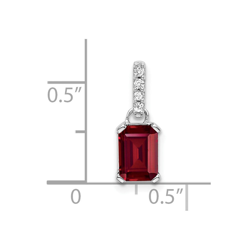 14k White Gold 1/20 ct Lab Grown Diamond VS/SI+ G+ & Cr Ruby Pendant