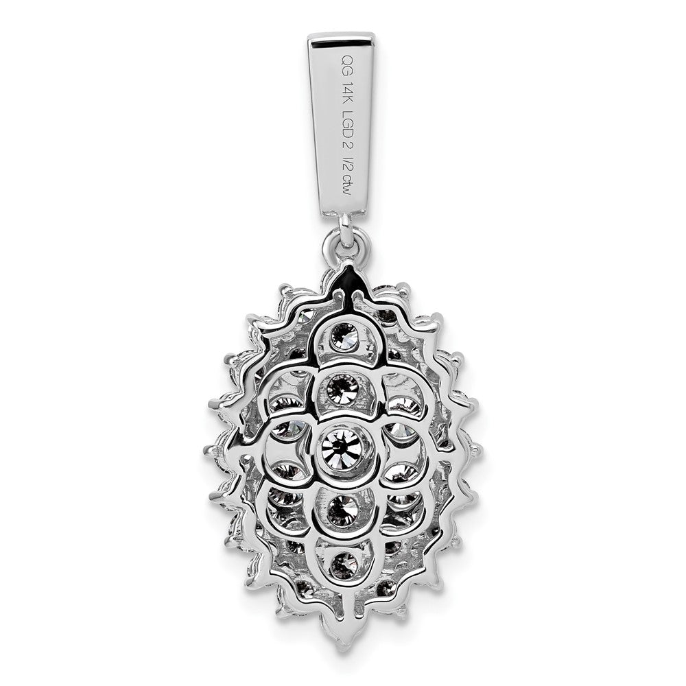 14k White Gold 2 1/2ct Lab Grown Diamond VS/SI G+ Comp Cluster Pendant