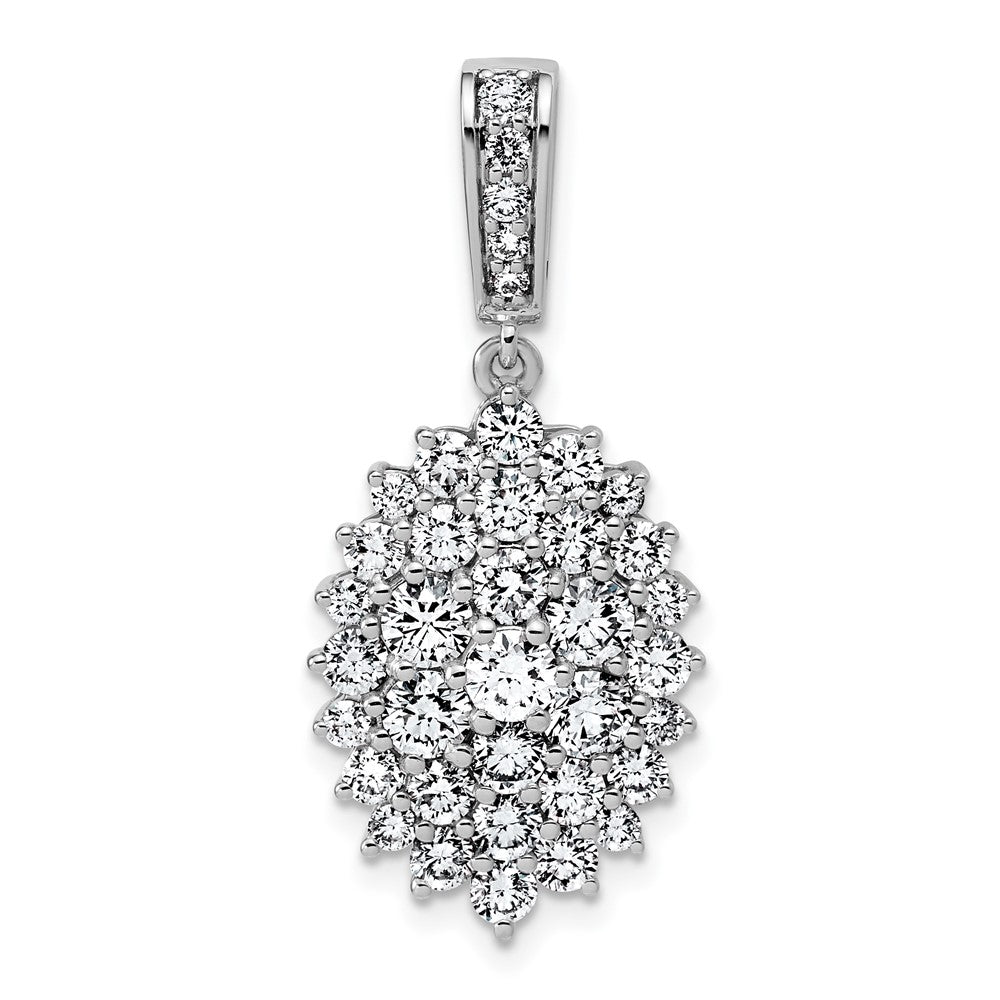 14k White Gold 2 1/2ct Lab Grown Diamond VS/SI G+ Comp Cluster Pendant