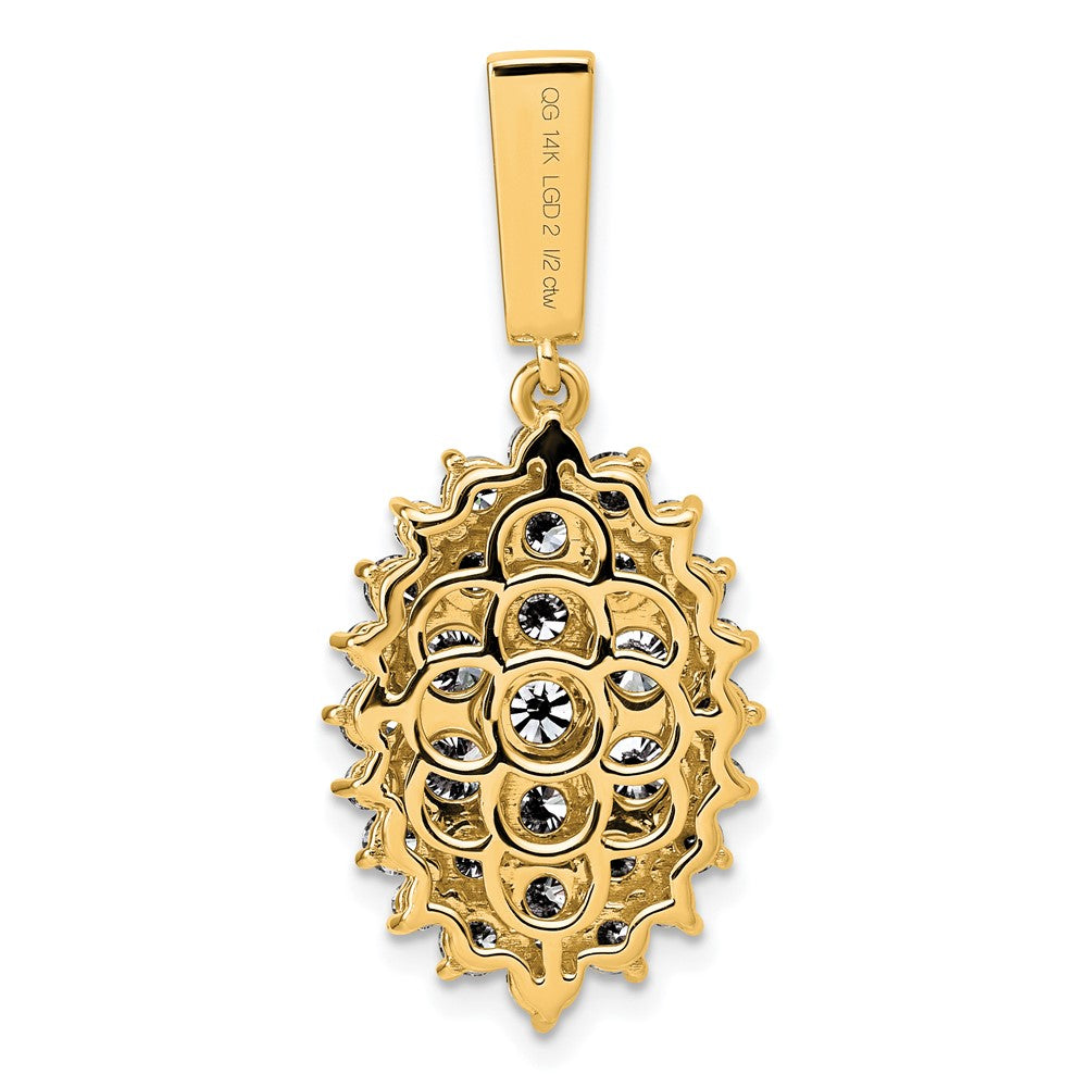 14k 2 1/2ct Lab Grown Diamond VS/SI G+ Comp Cluster Pendant