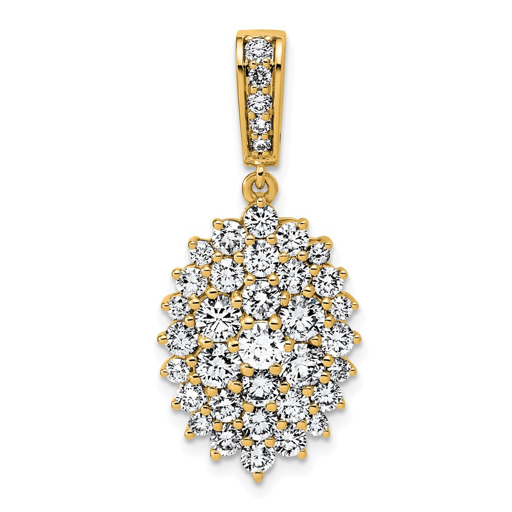 14k 2 1/2ct Lab Grown Diamond VS/SI G+ Comp Cluster Pendant