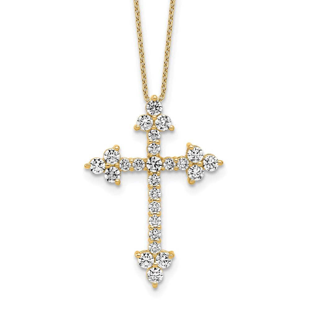 14k 1 1/2ct Lab Grown Dia VS/SI+ G+ Comp 18in Cross Pendant Necklace
