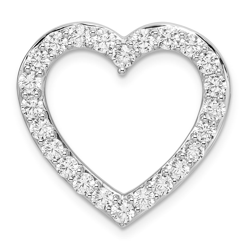 14k White Gold 1 1/2ct Lab Grown Diamond VS/SI+ G+ Comp Heart Chain Slide