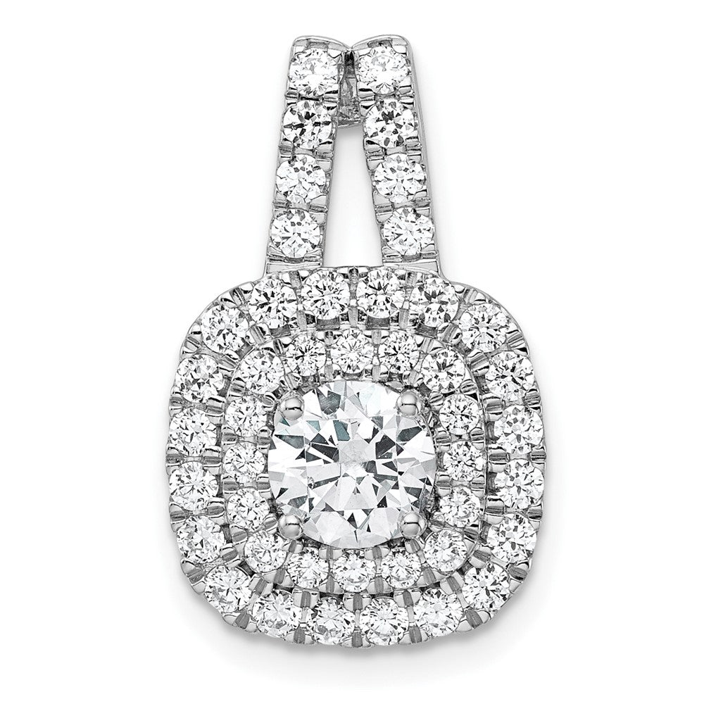 14kw 1 1/2ct Lab Grown Diamond VS/SI+ G+ Comp Double Halo Pendant