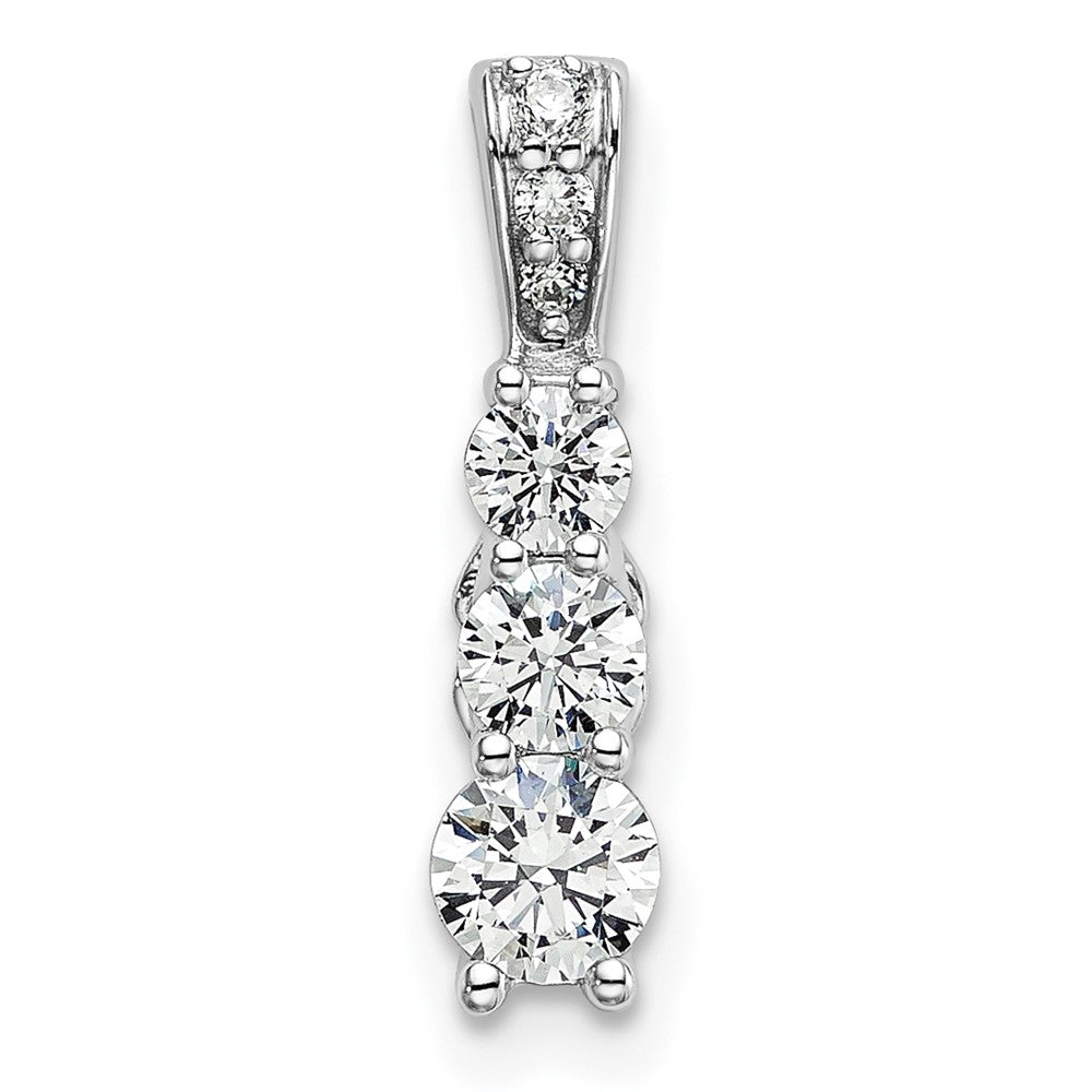 14k White Gold 1/2 ct Lab Grown Diamond VS/SI+ G+ 3 Stone Chain Slide