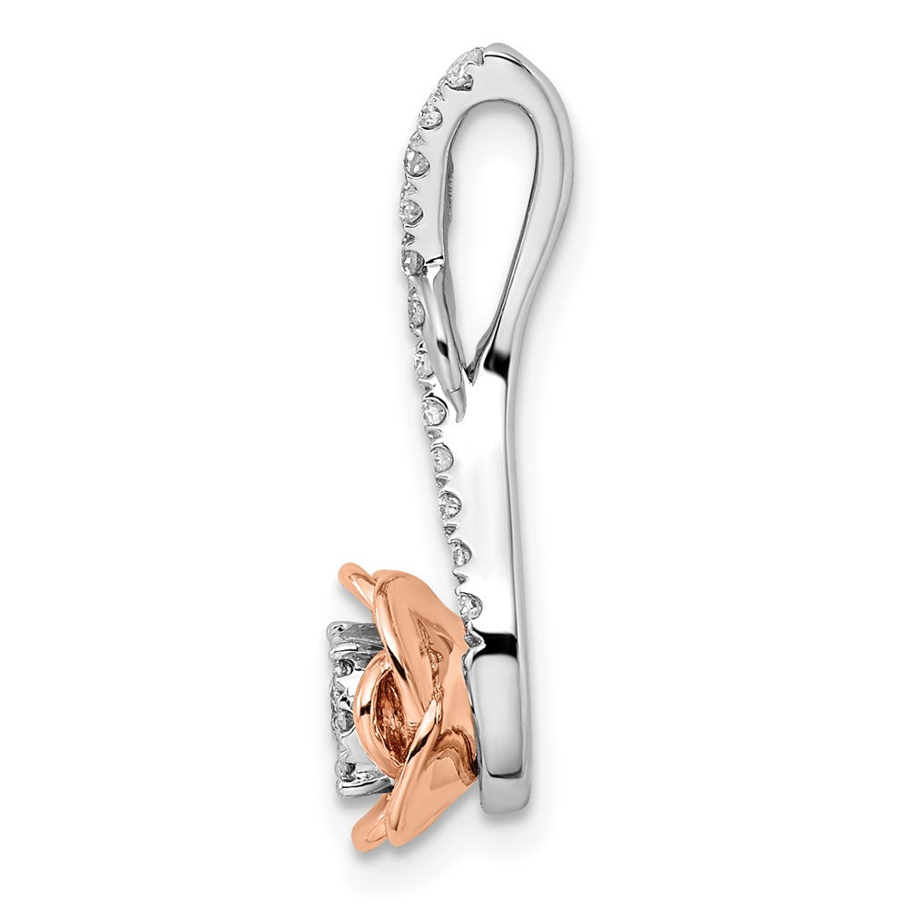 14ktt 1/4ct Lab Grown Diamond VS/SI+ G+ Comp Rose w/ Stem Chain Slide