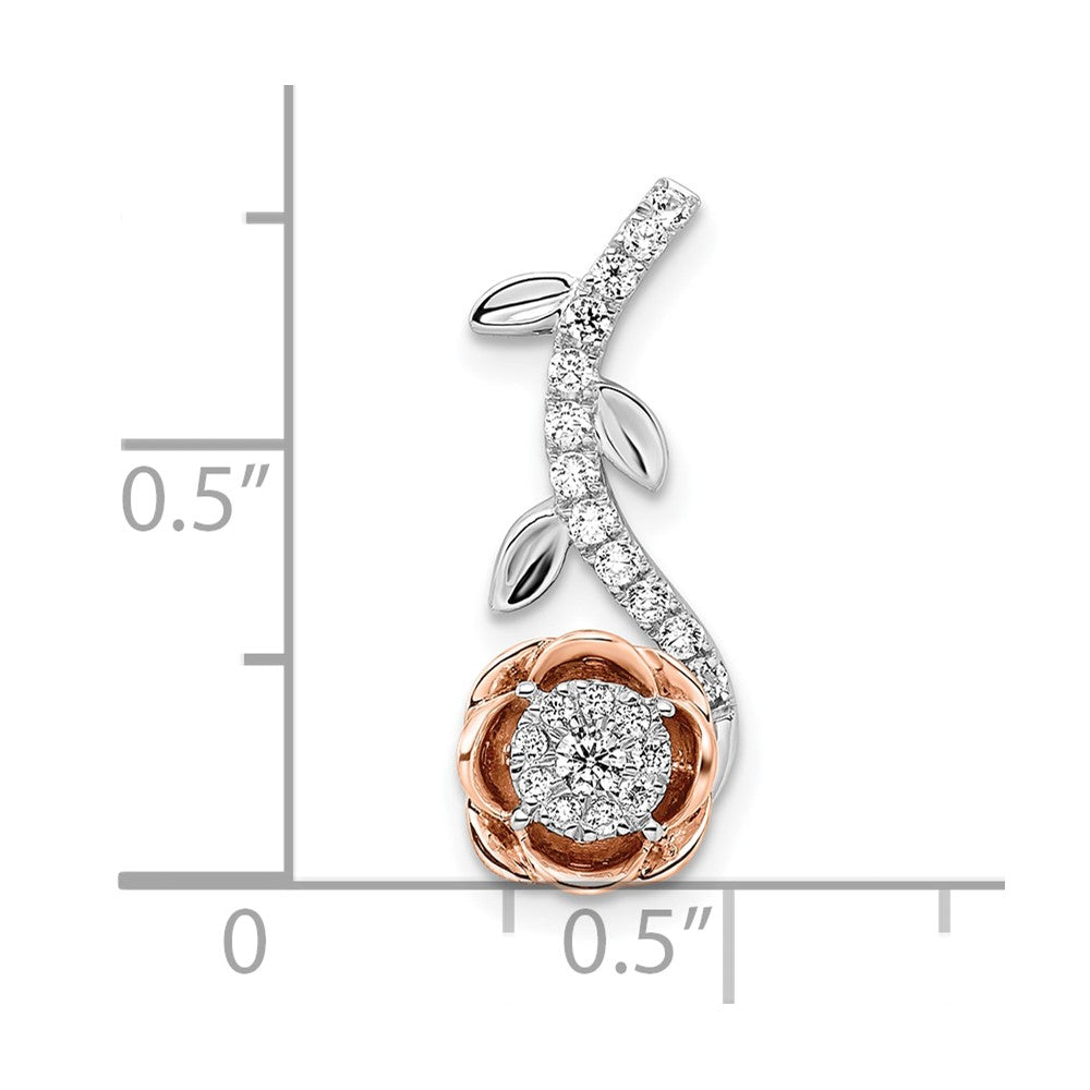 14ktt 1/4ct Lab Grown Diamond VS/SI+ G+ Comp Rose w/ Stem Chain Slide
