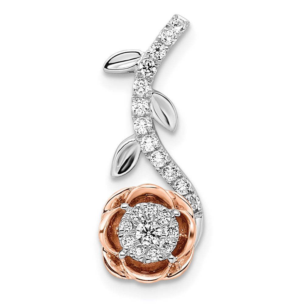 14ktt 1/4ct Lab Grown Diamond VS/SI+ G+ Comp Rose w/ Stem Chain Slide