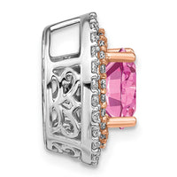 14k Two-tone 1/5 ct Lab Grown Dia VS/SI+ G+ & Cr Pink Sapphire Chain Slide