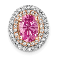 14k Two-tone 1/5 ct Lab Grown Dia VS/SI+ G+ & Cr Pink Sapphire Chain Slide
