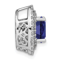 14kw 1/5ct Lab Grown Diamond VS/SI+ G+ & Cr Blue Sapphire Chain Slide