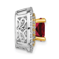 14k Two-tone 1/2 ct Lab Grown Dia VS/SI+ G+ & Cr Ruby Chain Slide