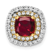 14k Two-tone 1/2 ct Lab Grown Dia VS/SI+ G+ & Cr Ruby Chain Slide