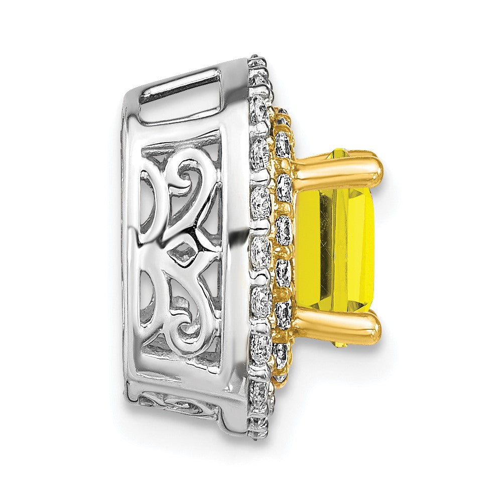 14ktt 1/2ct Lab Grown Dia VS/SI+ G+ & Cr Yellow Sapphire Chain Slide