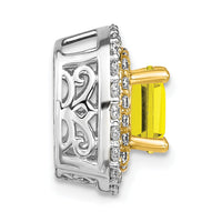 14ktt 1/2ct Lab Grown Dia VS/SI+ G+ & Cr Yellow Sapphire Chain Slide